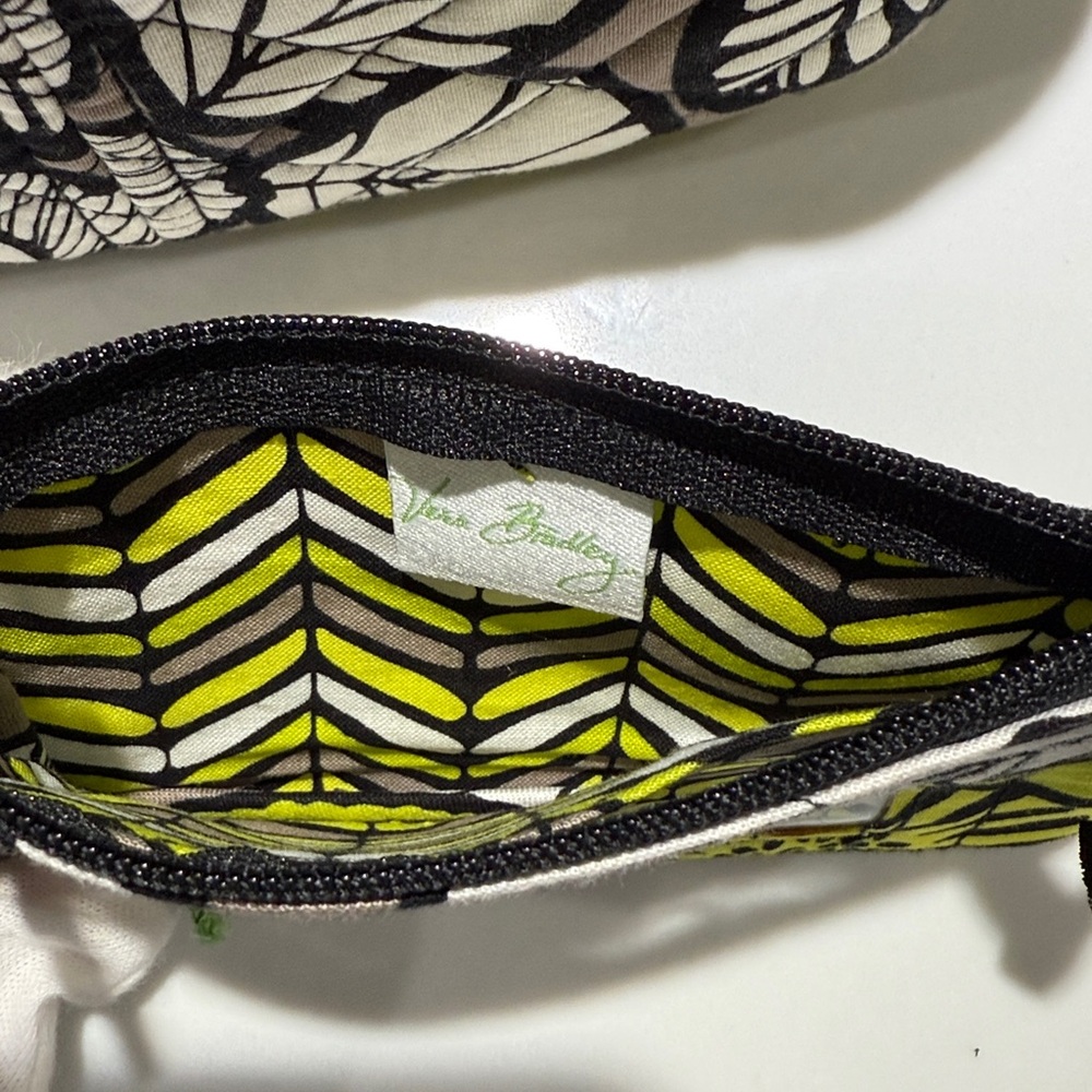 2 PIECE NEW Set VERA BRADLEY Citron Crossbody & Zip ID Case, Black/Neon Yellow - Picture 6 of 10